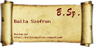 Balla Szofron névjegykártya